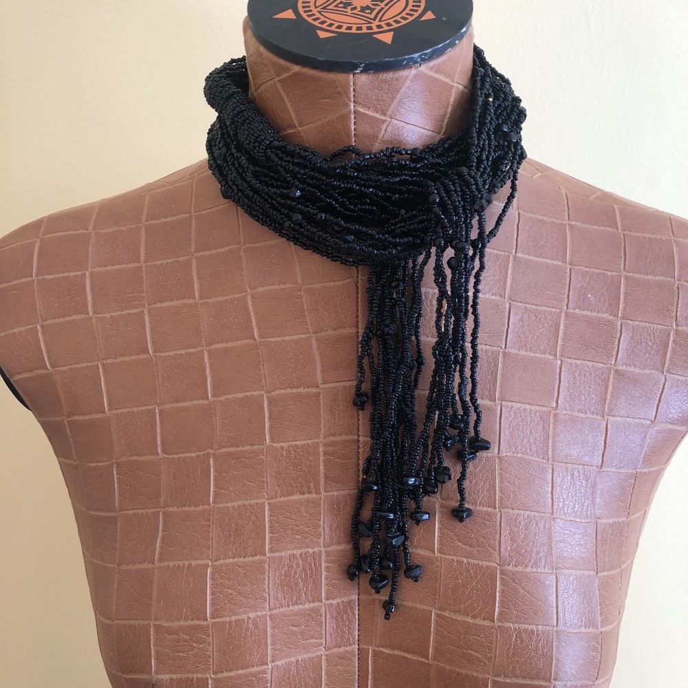 Black Beaded Necklace/Belt